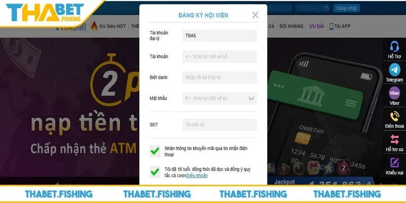 Đăng ký THABET 2 Quá trình đăng ký THABET được hệ thống tối ưu chỉ với vài thao tác đơn giản